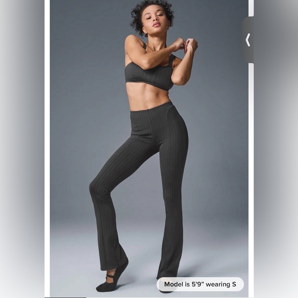 ALO Yoga Black Ribbed Flare Pants